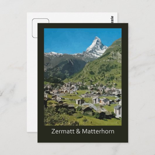 Retro Swiss RETT Zermatt and Mount Matterhorn Briefkaart (Voorkant / Achterkant)