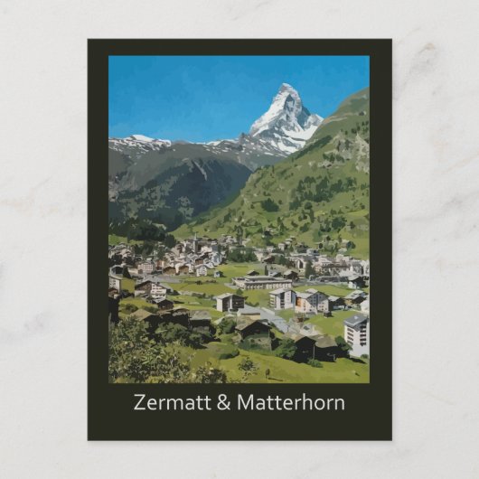 Retro Swiss RETT Zermatt and Mount Matterhorn Briefkaart (Voorkant)