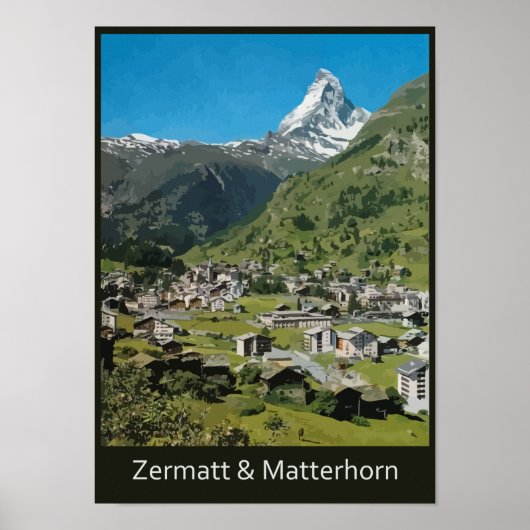 Retro Swiss RETT Zermatt and Mount Matterhorn Poster (Voorkant)