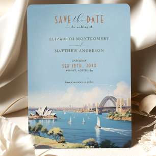 Retro Sydney Australië Reizen Save-the-Date Kaart