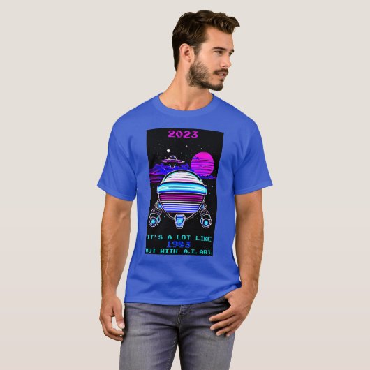 Retro Synthwave 1980s A.I. Art Novelty Arcade T-shirt (Voorkant volledig)