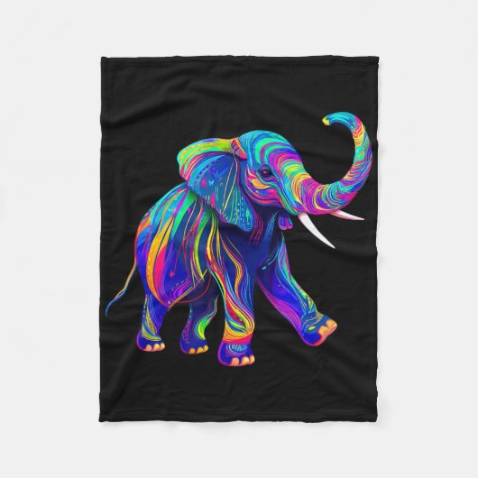 Retro Synthwave 80s 90s Olifant Slurf Omhoog Chakr Fleece Deken (Voorkant)