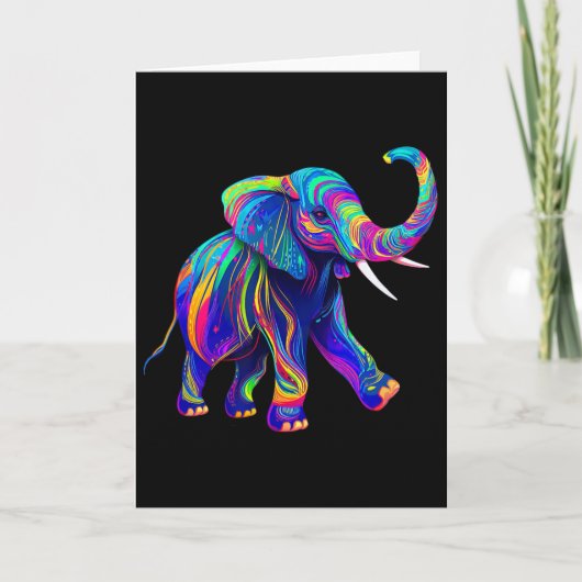 Retro Synthwave 80s 90s Olifant Slurf Omhoog Chakr Kaart (Voorkant)