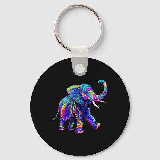 Retro Synthwave 80s 90s Olifant Slurf Omhoog Chakr Sleutelhanger (Voorkant)