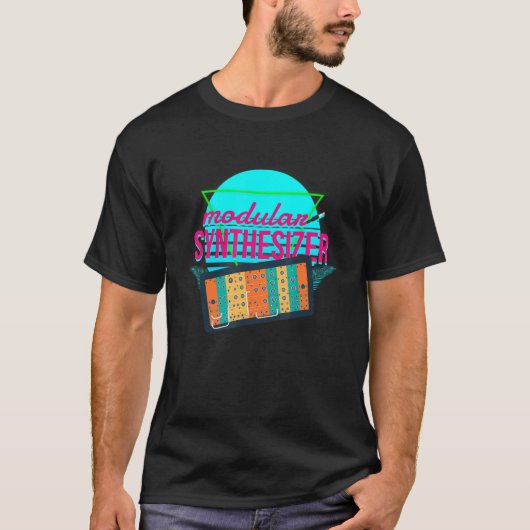 Retro Synthwave 80s Analoge Synthetische Modulaire T-shirt (Voorkant)