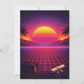 Retro Synthwave Afstudeeraankondigingskaart Kaart (Achterkant)