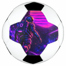 Retro Synthwave Astronaut Cyberpunk Space Soccer B