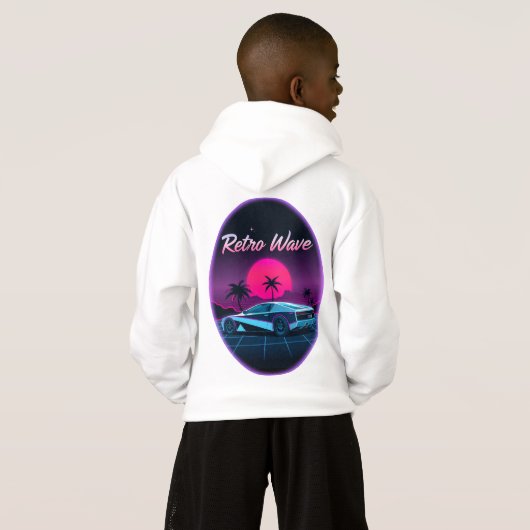 "Retro Synthwave" Back Print Hoodie (Achterkant volledig)