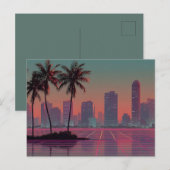 Retro Synthwave Cityscape Sunset Briefkaart (Voorkant / Achterkant)