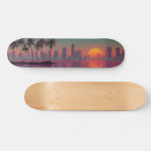 Retro Synthwave Cityscape Sunset Persoonlijk Skateboard (Horizontaal)