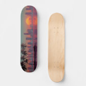 Retro Synthwave Cityscape Sunset Persoonlijk Skateboard (Voorkant)