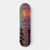 Retro Synthwave Cityscape Sunset Persoonlijk Skateboard (Voorkant)