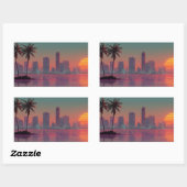 Retro Synthwave Cityscape Sunset Rechthoekige Sticker (Vel)