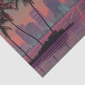 Retro Synthwave Cityscape Sunset Tissuepapier (Detail)