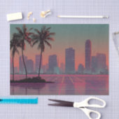 Retro Synthwave Cityscape Sunset Tissuepapier (Craft)