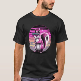 Retro Synthwave Eekhoorn Zonnebril Eekhoorns T-shirt