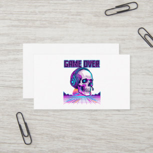 Retro Synthwave Gamer Schedel Game Over Grafische Visitekaartje
