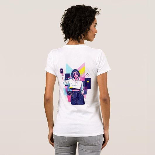 Retro Synthwave Girl Graphic T-Shirt (Achterkant volledig)