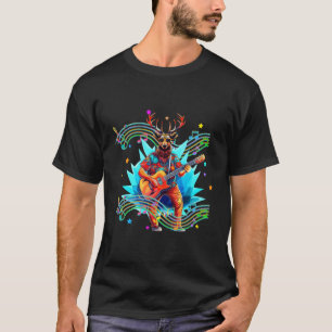 Retro Synthwave Gitarist Gitarist Muzieknoot T-shirt