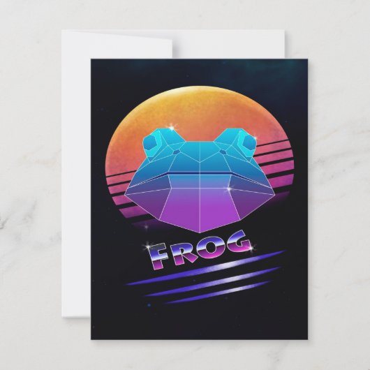 Retro Synthwave Kikker Groene Kikker Wilde Dieren Kaart (Voorkant)