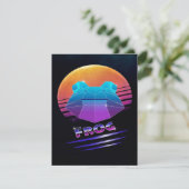 Retro Synthwave Kikker Groene Kikker Wilde Dieren Kaart (Staand voorkant)