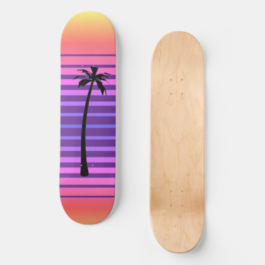 Retro Synthwave met Palm Tree Persoonlijk Skateboard (Voorkant)