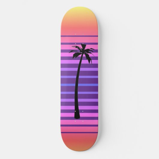 Retro Synthwave met Palm Tree Persoonlijk Skateboard (Voorkant)