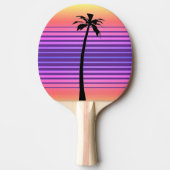 Retro Synthwave met Palm Tree Tafeltennisbatje (Voorkant)
