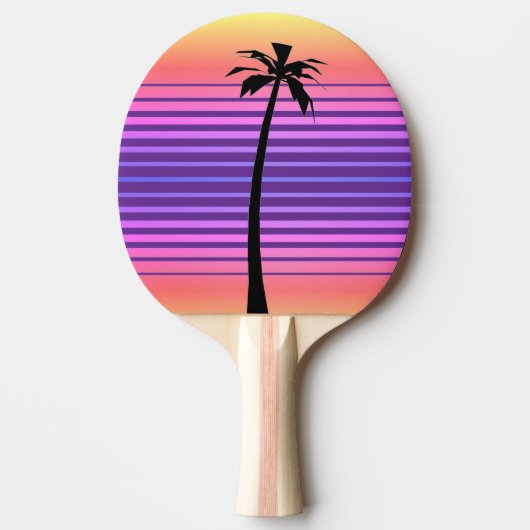 Retro Synthwave met Palm Tree Tafeltennisbatje (Voorkant)