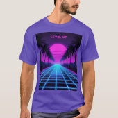 Retro Synthwave Neon Palm Bomen T-shirt (Voorkant)