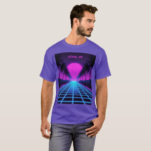 Retro Synthwave Neon Palm Bomen T-shirt