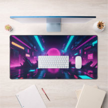 Retro Synthwave Neon Roze Zon Cyberpunk Gamer