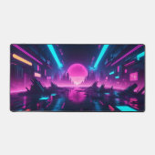 Retro Synthwave Neon Roze Zon Cyberpunk Gamer Bureaumat (Voorkant)