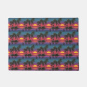 Retro Synthwave Palmboom Zonsondergang Patroon Deurmat (Voorkant)