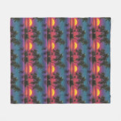 Retro Synthwave Palmboom Zonsondergang Patroon Fleece Deken (Voorkant (Horizontaal))