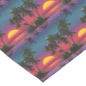 Retro Synthwave Palmboom Zonsondergang Patroon Korte Tafelloper (Hoek)