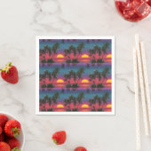 Retro Synthwave Palmboom Zonsondergang Patroon Servet (Insitu)