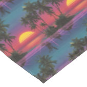 Retro Synthwave Palmboom Zonsondergang Patroon Tafelkleed (Gekanteld)