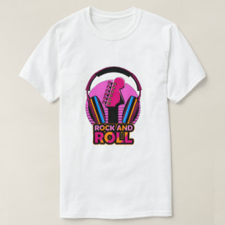 Retro Synthwave Rock and Roll Guitar T-shirt
