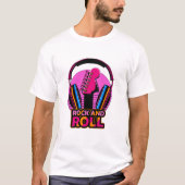Retro Synthwave Rock 'n' Roll Gitaar T-shirt (Voorkant)