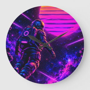 Retro Synthwave Ruimtevaarder Cyberpunk Ruimte Acr Grote Klok