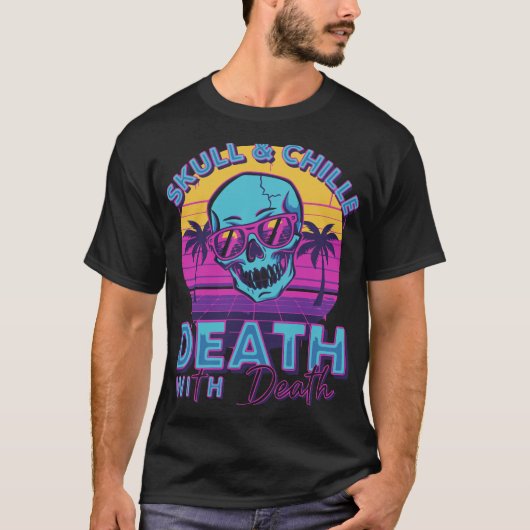 Retro Synthwave Schedelontwerp met Zonnebril T-shirt (Voorkant)