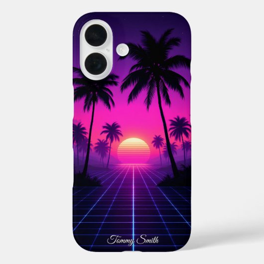 Retro Synthwave Sunset – Neon Vaporwave Vibe Case-Mate iPhone Case (Achterkant)