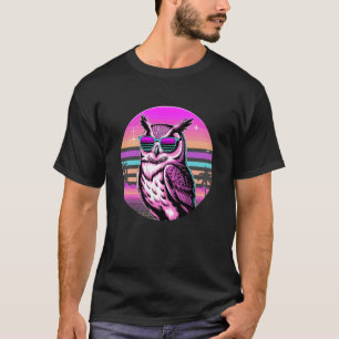 Retro Synthwave Uil Zonnebril Uilen T-shirt