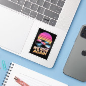 Retro Synthwave Vinylplaat We Rise Again Zonsonder Sticker (Laptop met iPhone)