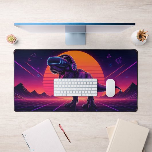 Retro Synthwave VR T-Rex Gaming Bureaumat (Kantoor 1)