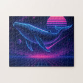 Retro Synthwave Whale – Neon Space Art Puzzle Legpuzzel (Horizontaal)