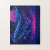 Retro Synthwave Whale – Neon Space Art Puzzle Legpuzzel (Verticaal)