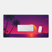 Retro Synthwave Zonsondergang Bureaumat (Keyboard & Muis)