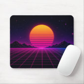 Retro Synthwave Zonsondergang Muismat (Met muis)